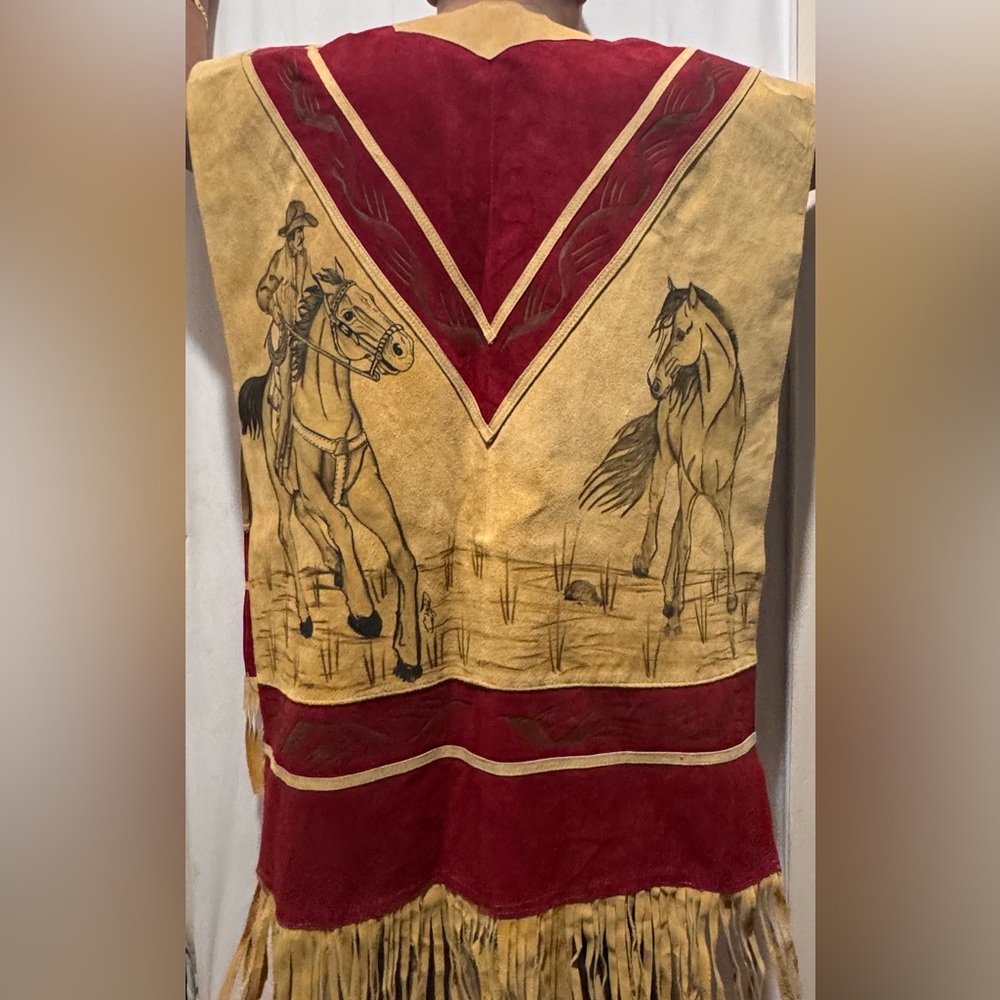 VTJ AUTHENTIC  poncho Mejia Red and Tan Western Vest